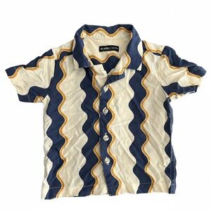 Toddler Boy Wavy Blue and Cream Shirt